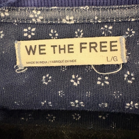 Free people We The Free Indie Printed Cuff Henley top tshirt sz M L purple - Picture 4 of 8
